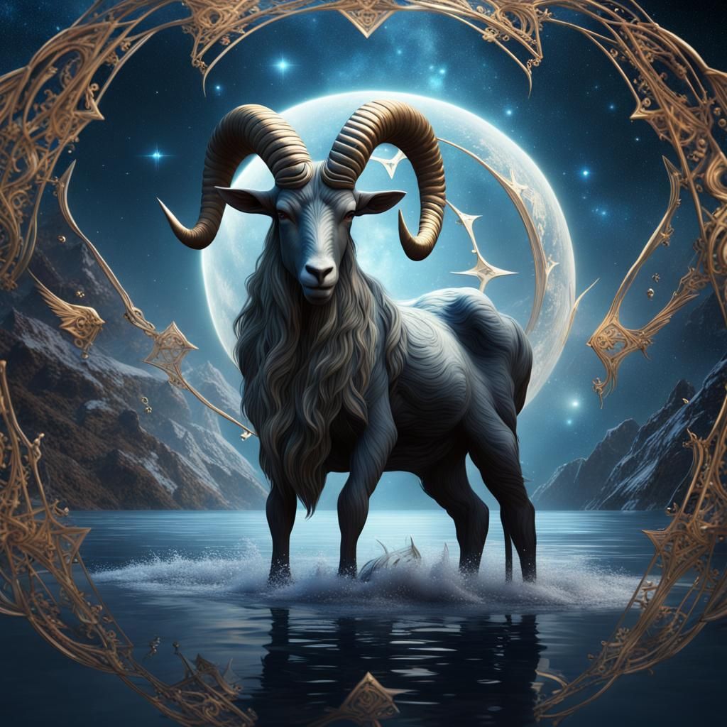 Capricorn Zodiac Sign in Detailed Matte Painting