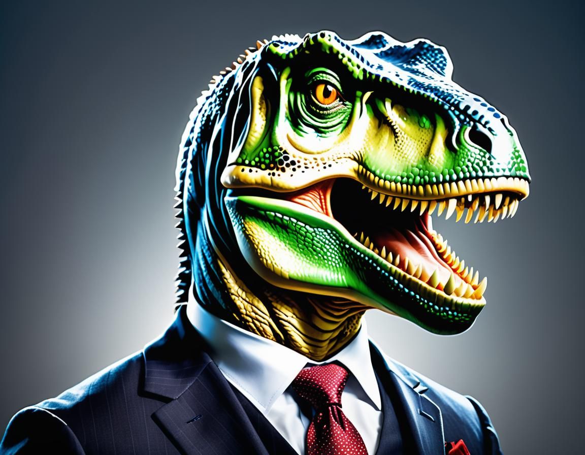 Regal T-Rex in Business Suit Portrait