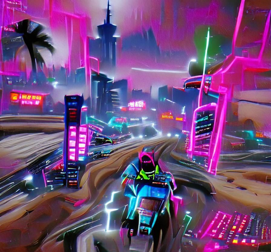 Neon Synthwave City Race