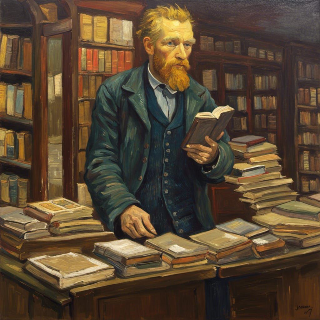 Van Gogh in Bookstore: Oil Painting