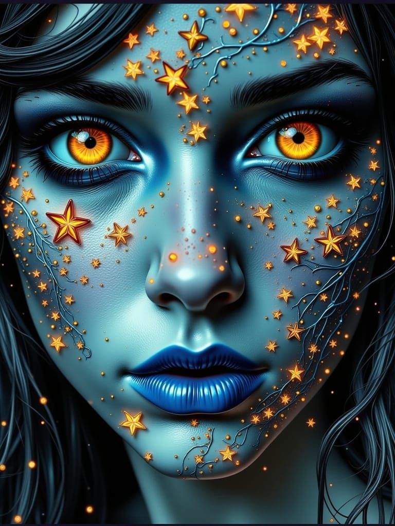 Mysterious Fae Amidst Dark Glitch Art