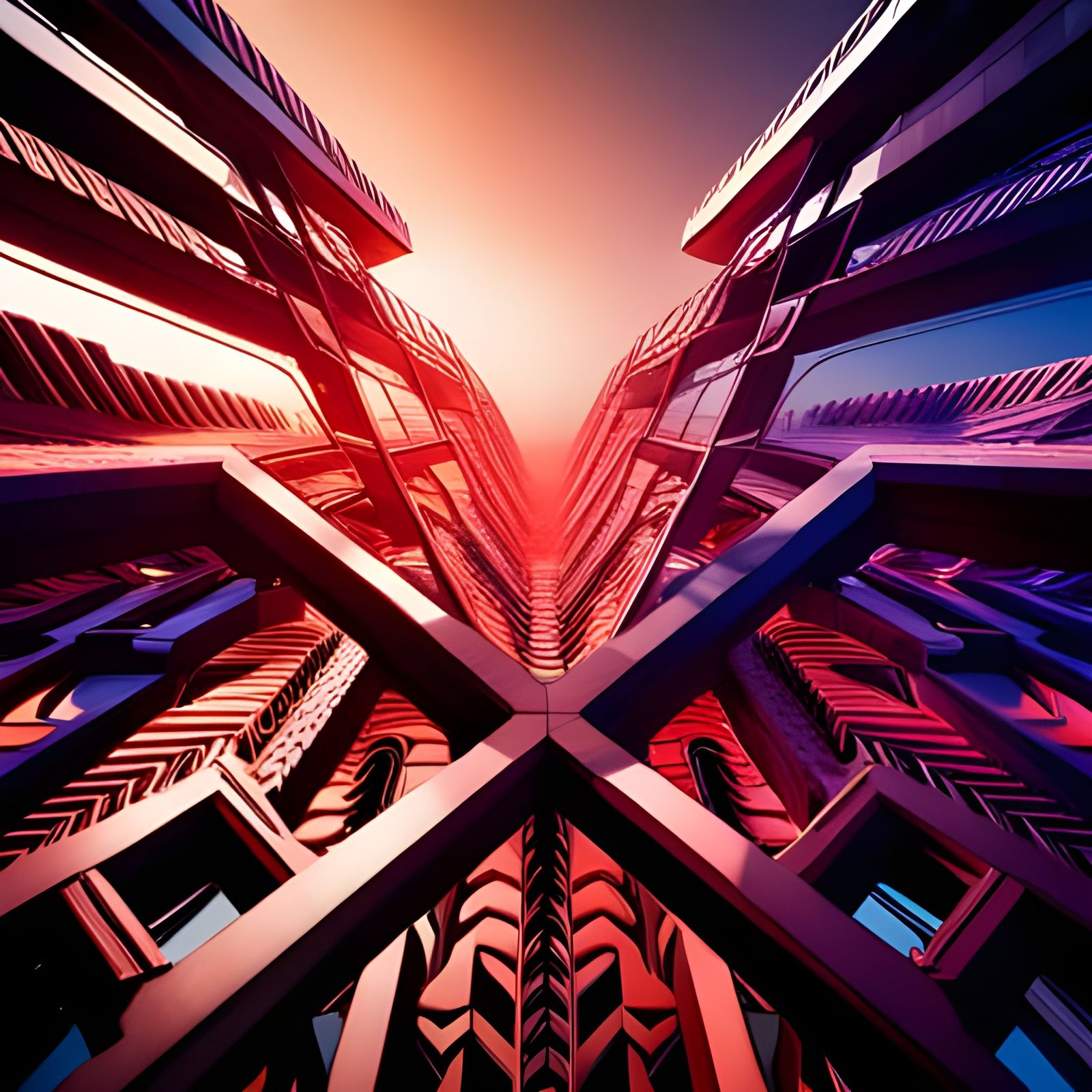 Abstract Cubes in Symmetrical 3D Render
