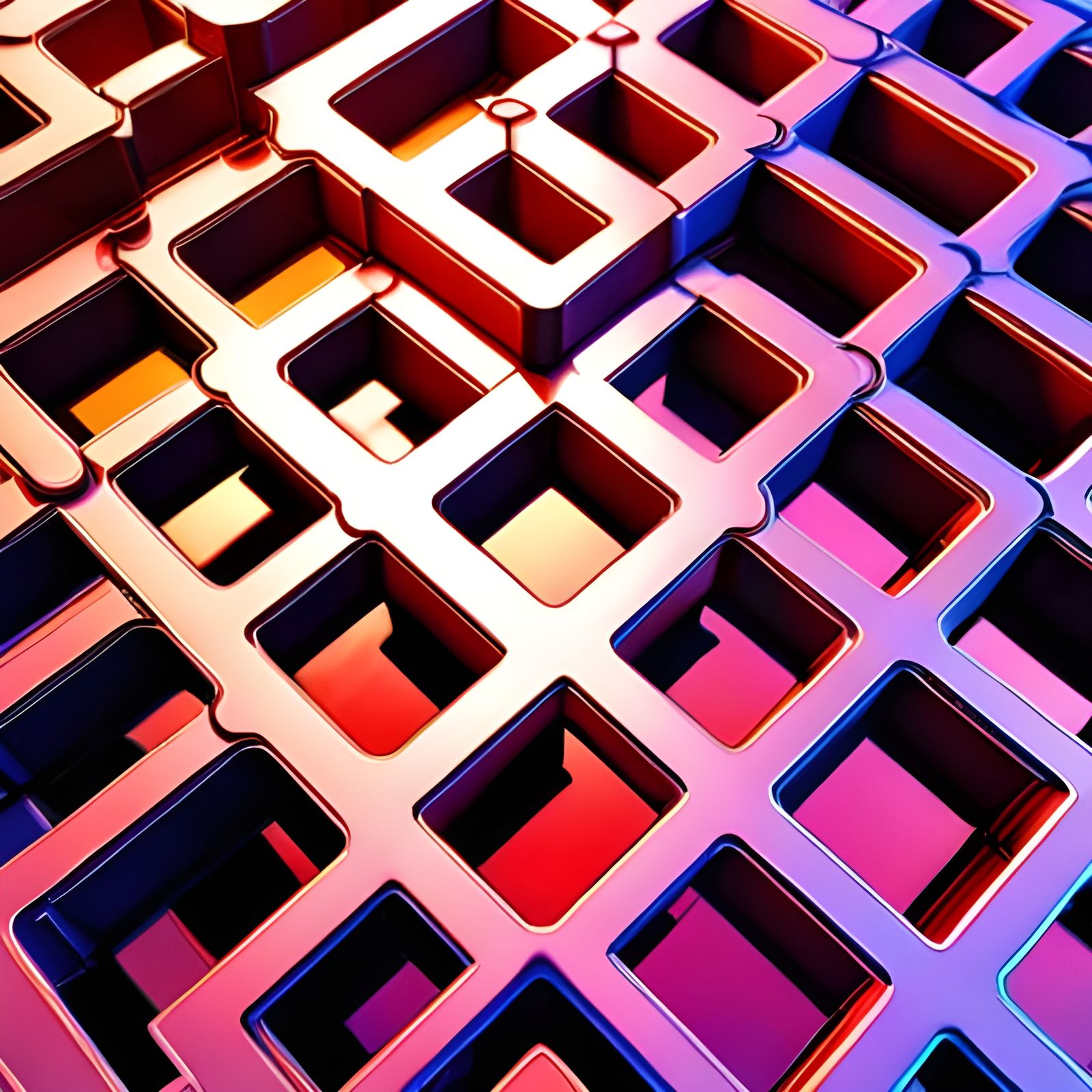 Abstract Cubes in Parallel Geometry: 3D Steampunk Render