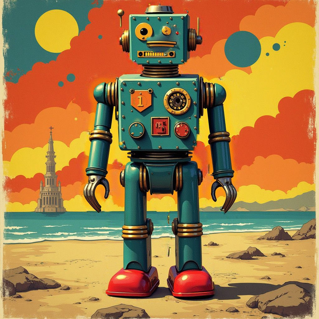 1960s Tin Robot Toy Packaging Design