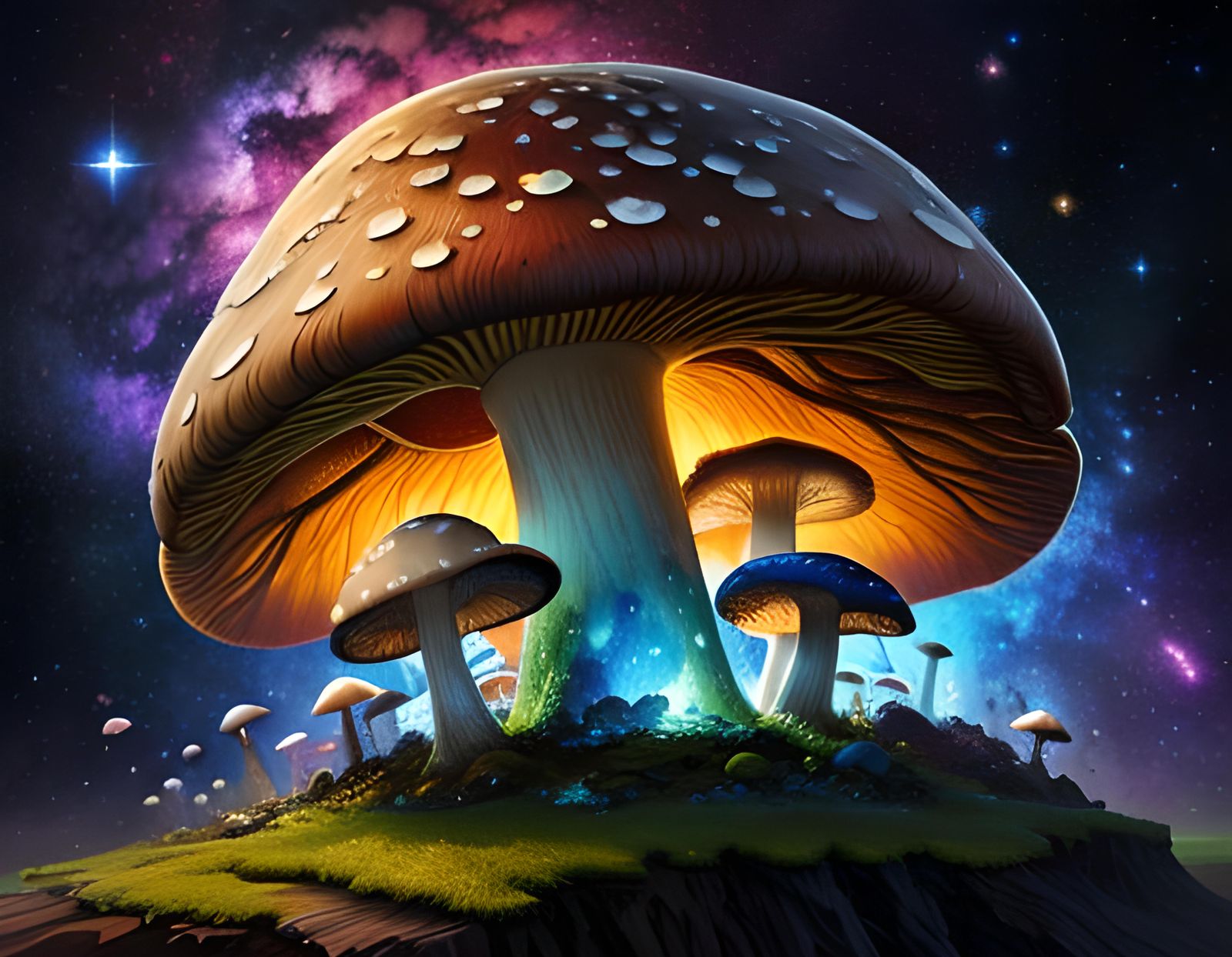 Mushroom on Milky Way: Art Nouveau Hyperrealism