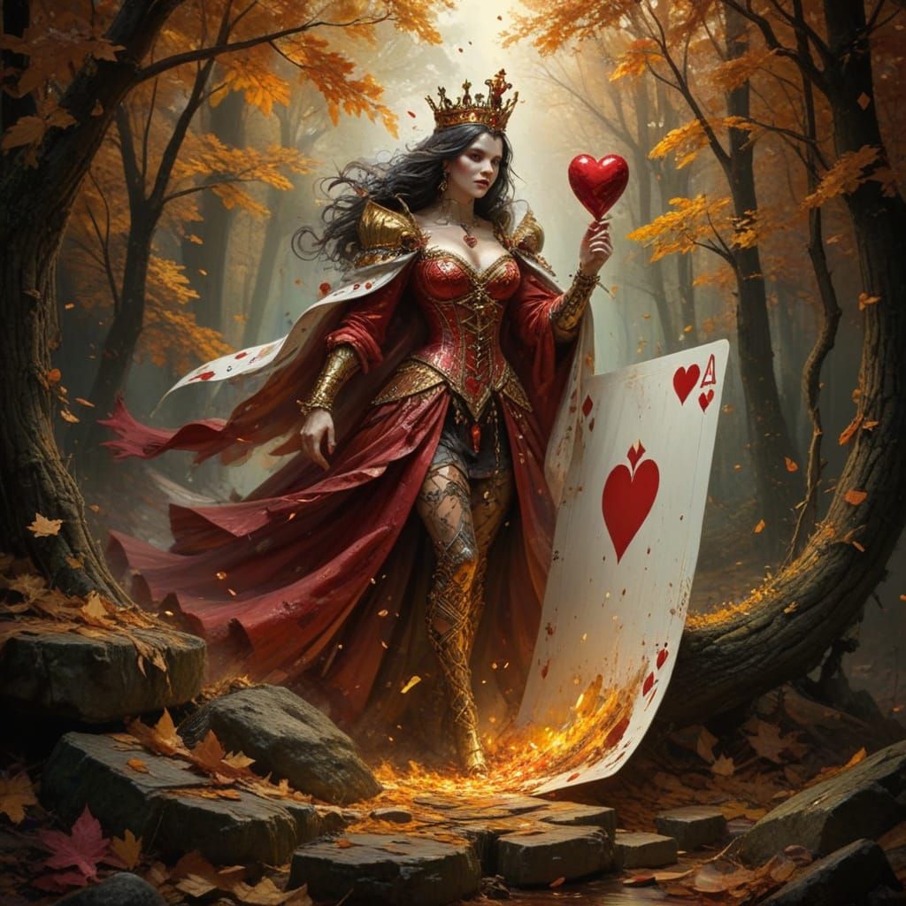 Regal Playing Card Queen Emerges into Autumn