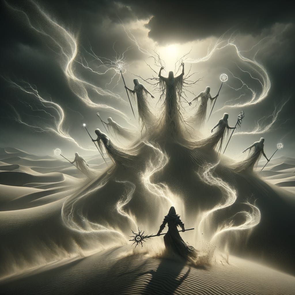 Enchanted Knight Conjures Sand Statues with Magic