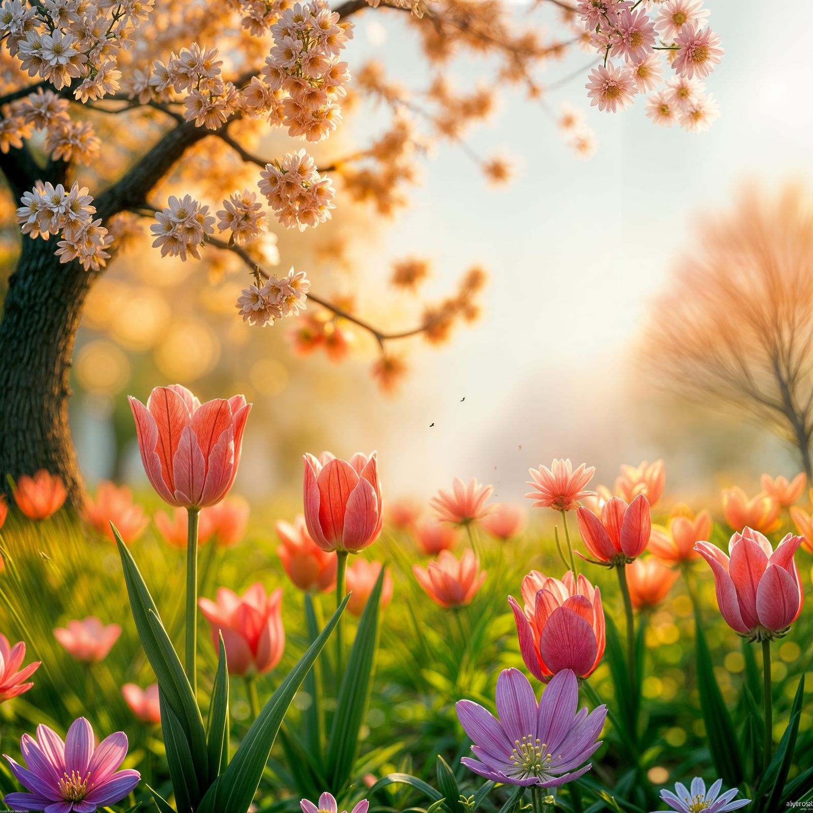 Blossoming Spring Scene in Vibrant Colors