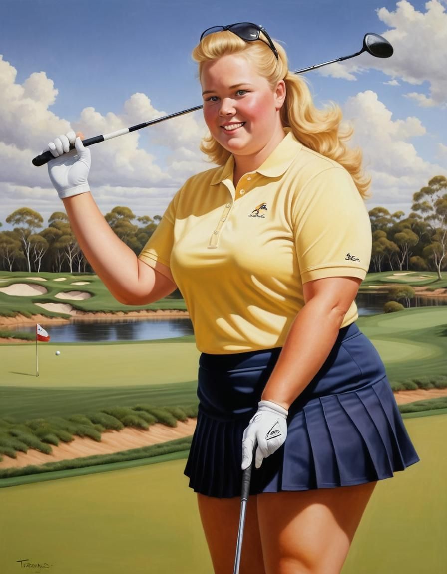 Australian Outback Golf: Hyperrealistic Acrylic Painting