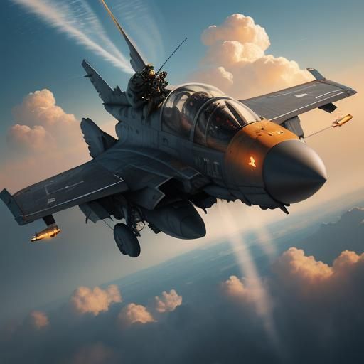 Ejection From Fighter Plane in Dramatic Digital Painting