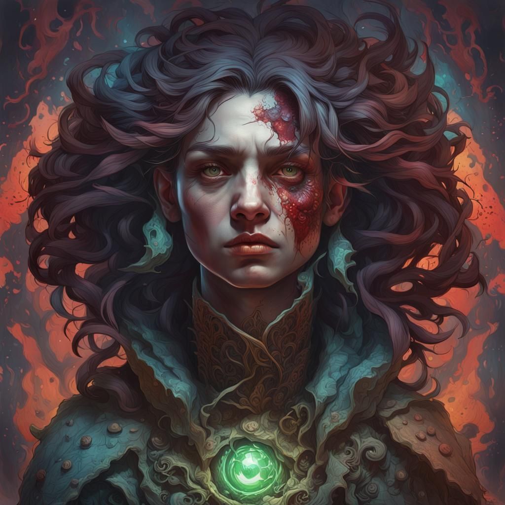 Horror Portrait by Rutkowski, Artgerm and Mucha