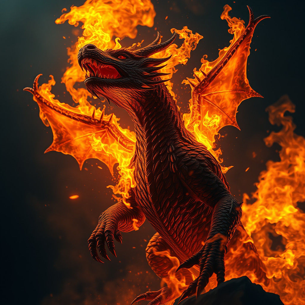 Fiery Dragon Emerges: Hyperrealistic Close-Up Portrait