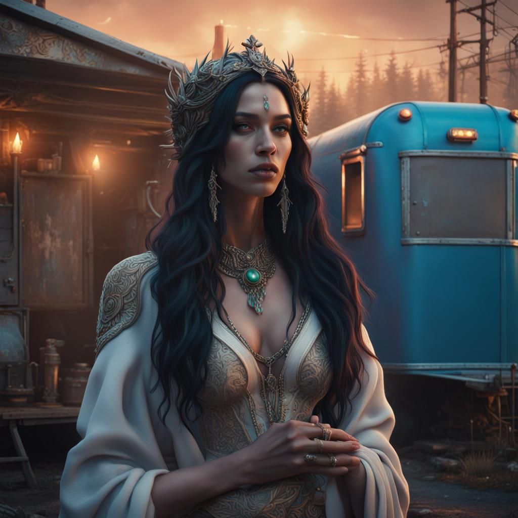 Goddess in Trailer Park: Dark Fantasy Art