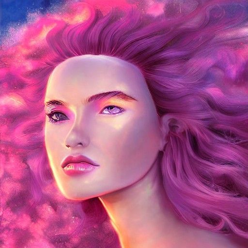 Fire Witch with Pink Hair in Digital Art