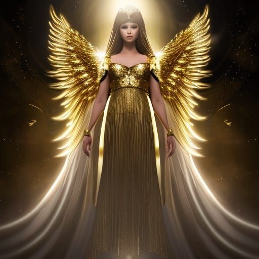 Angel in Gold Armor with Golden Halo