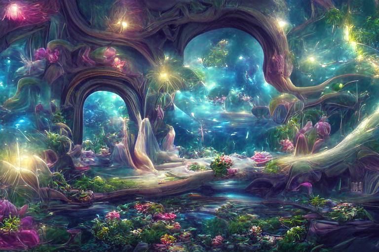 Magical Flowering Vines in Whimsical Ghibli Style