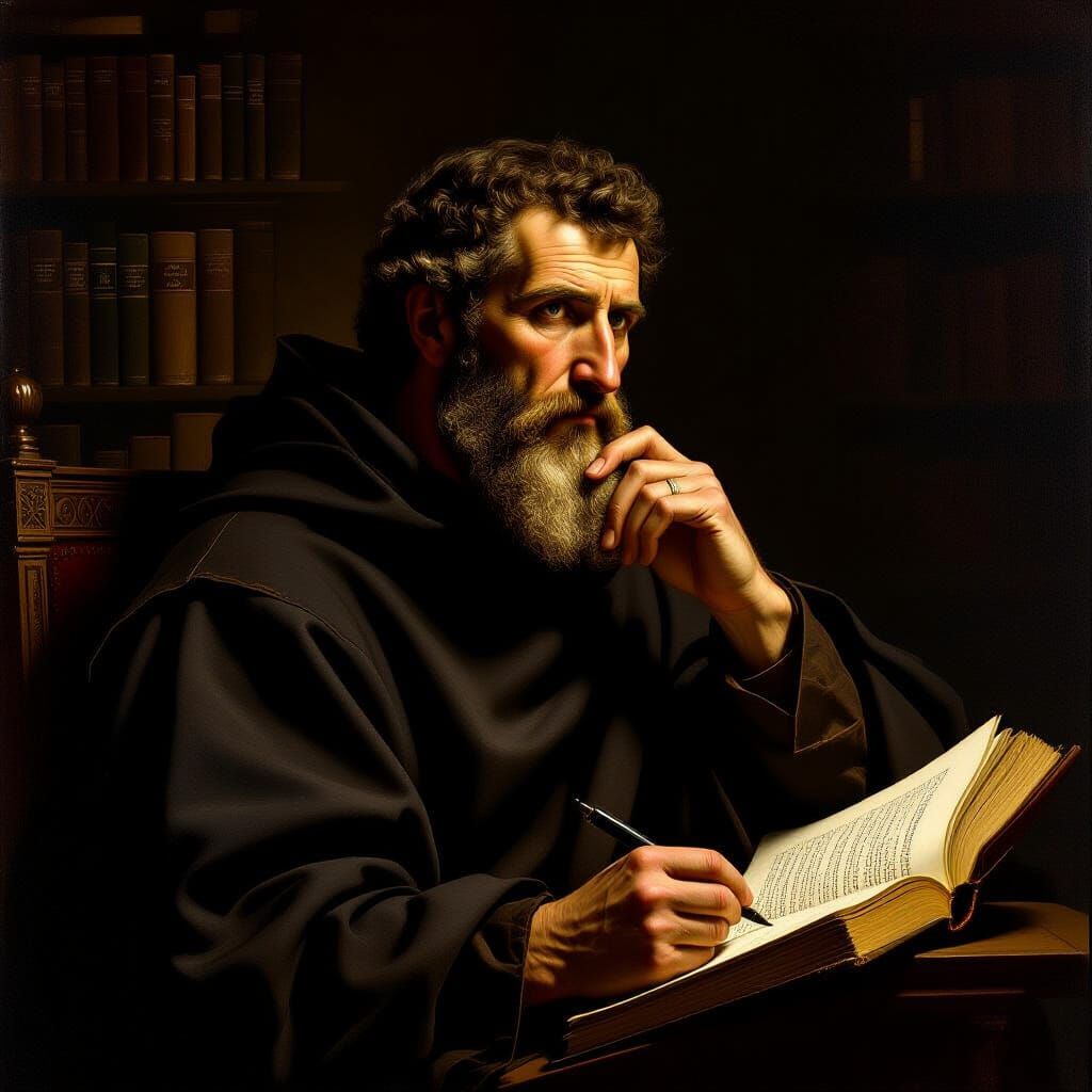 Renaissance Portrait of Saint Augustine in Chiaroscuro