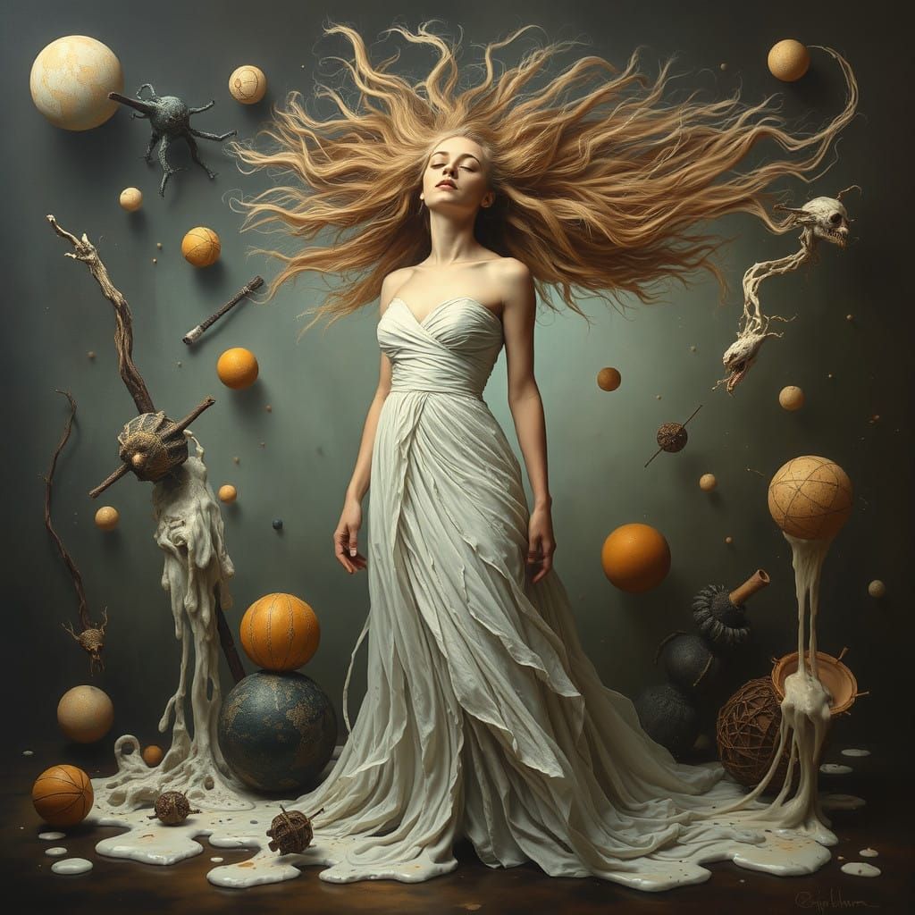 Surrealist Goddess Melts Reality in Dreamlike Chaos