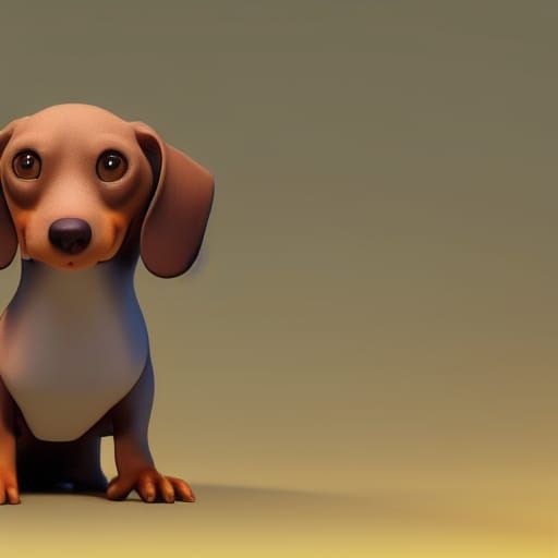 Chubby Brown Dachshund Portrait in 3D Digital Art