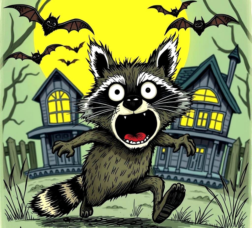 The raccoon and the haunted house