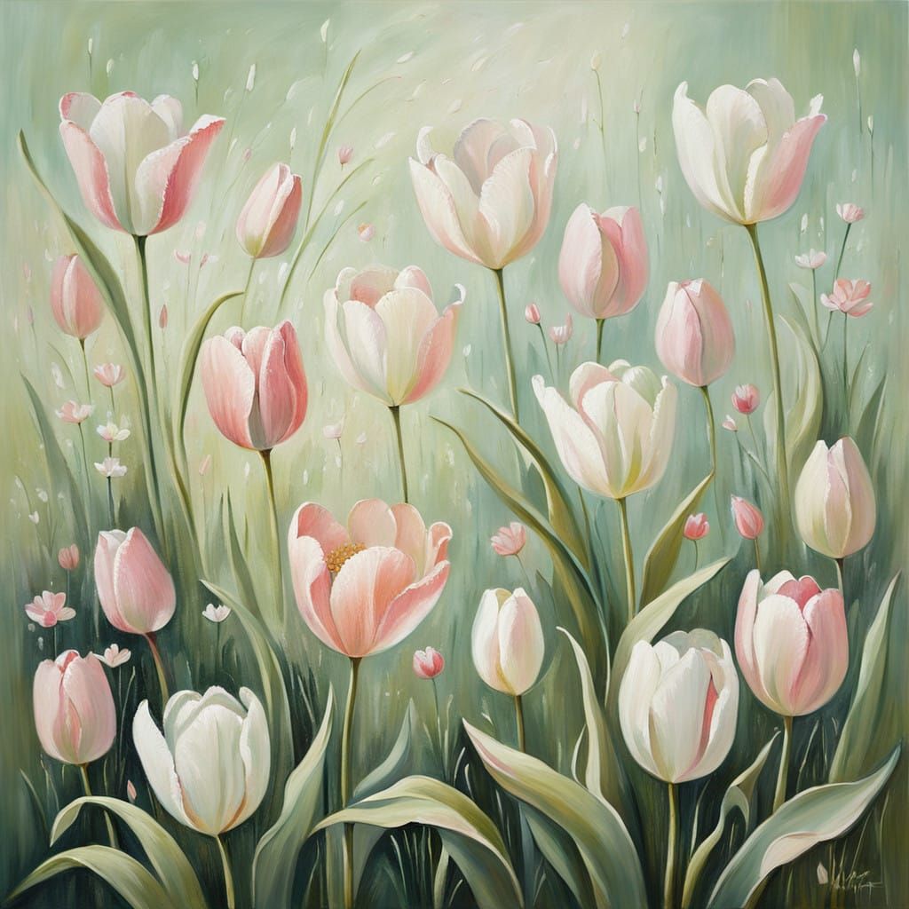 Dreamy Spring Garden in Soft Pastels