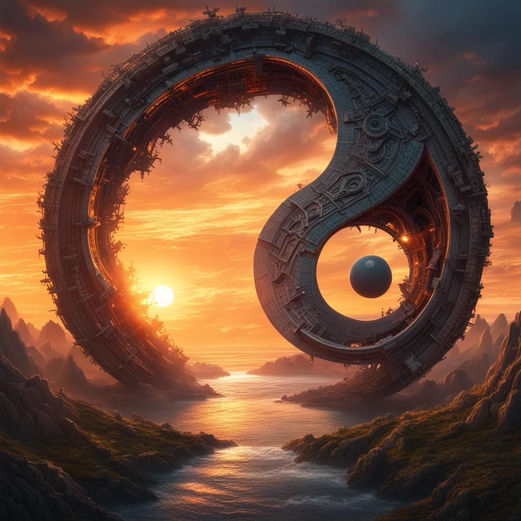 Ying Yang Portal Between Sunset and Sunrise