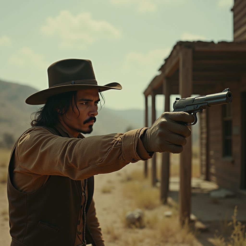 Cowboy Shoots Monster in Abandoned Ghost Town