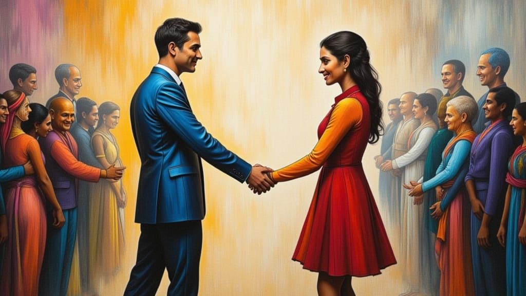 Impressionist Handshake: A Moment of Connection