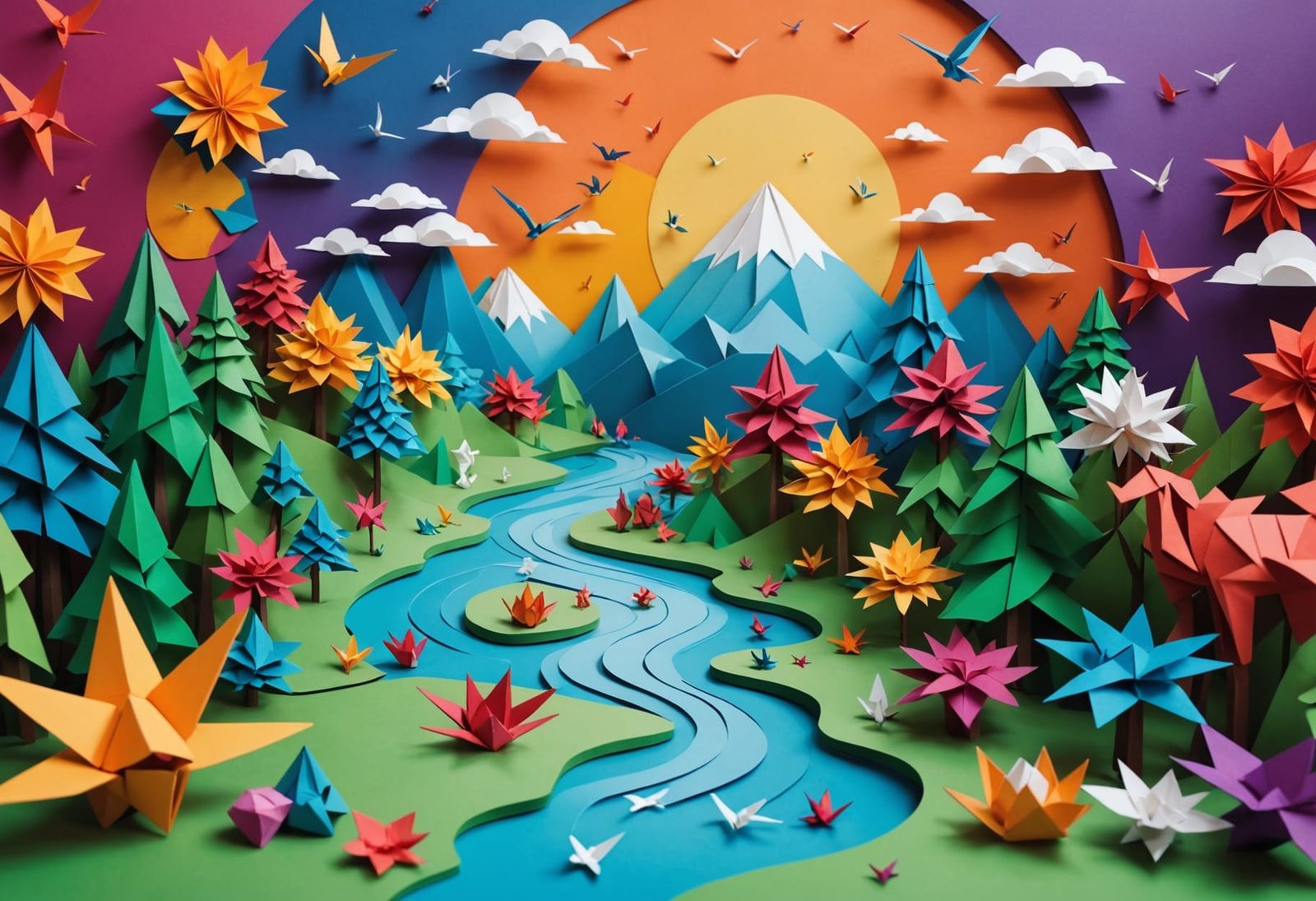 Origami Paper World in Vibrant Colors