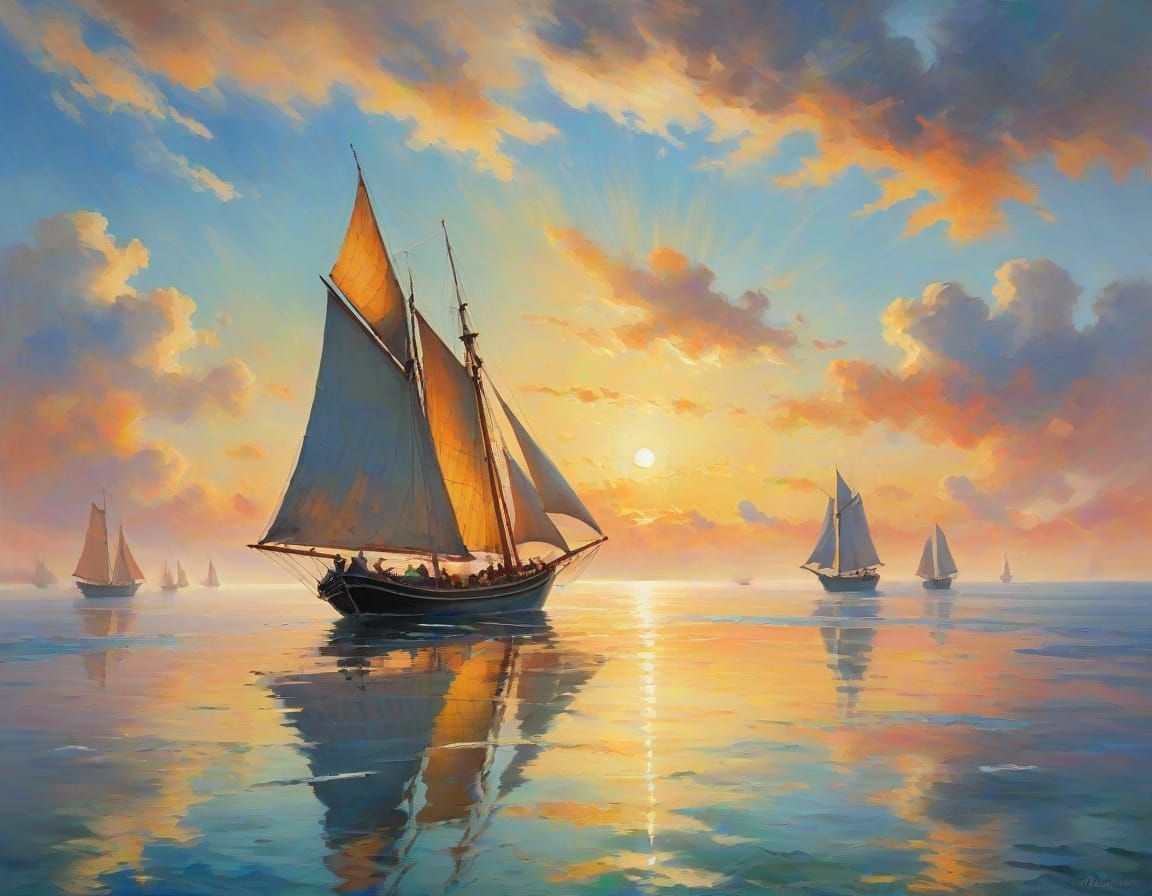 Impressionist Masterpiece: Tranquil Ocean Scene