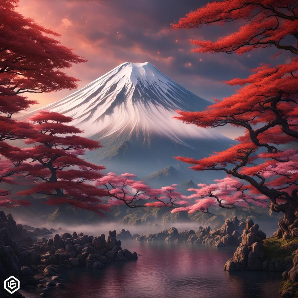 Detailed Matte Painting of Mount Fuji, Japan