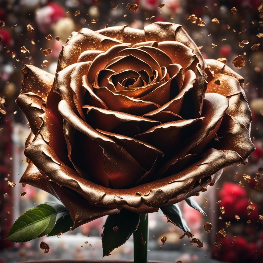 Chocolate Rose Bouquet in Shop Window: Hyperrealistic Art