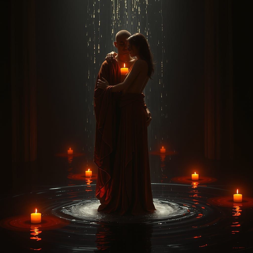 Sacred Rebirth in Dark, Ethereal Waters