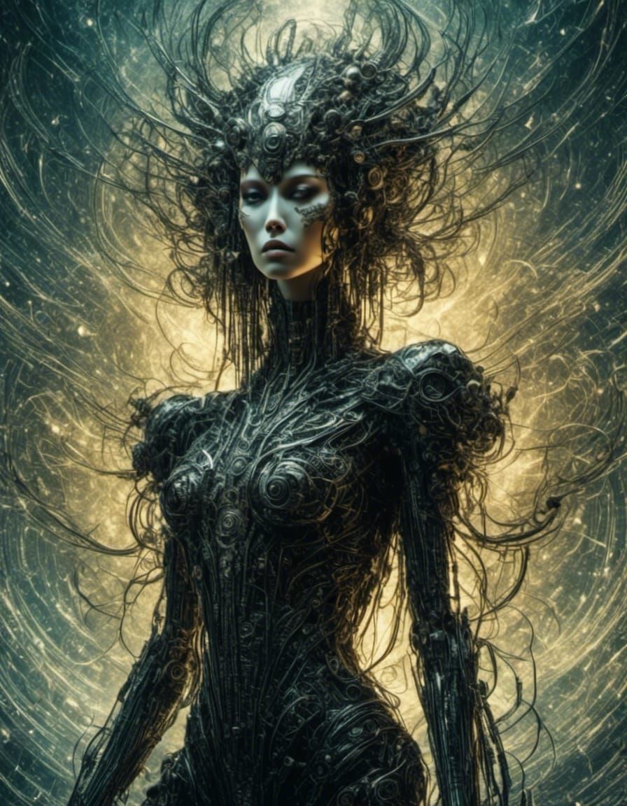 Electric Body Portrait in Dark Fantasy Style