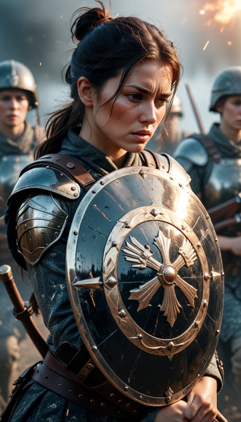 Warrior's Lament: A Shield Bearing a Haunting Vision