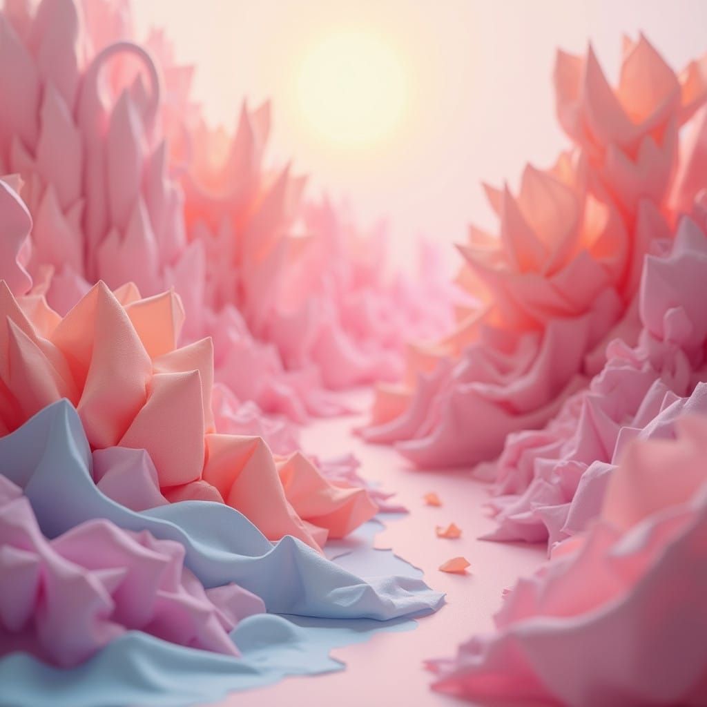 Delicate Origami Papercraft Landscape with Modern Music Logo