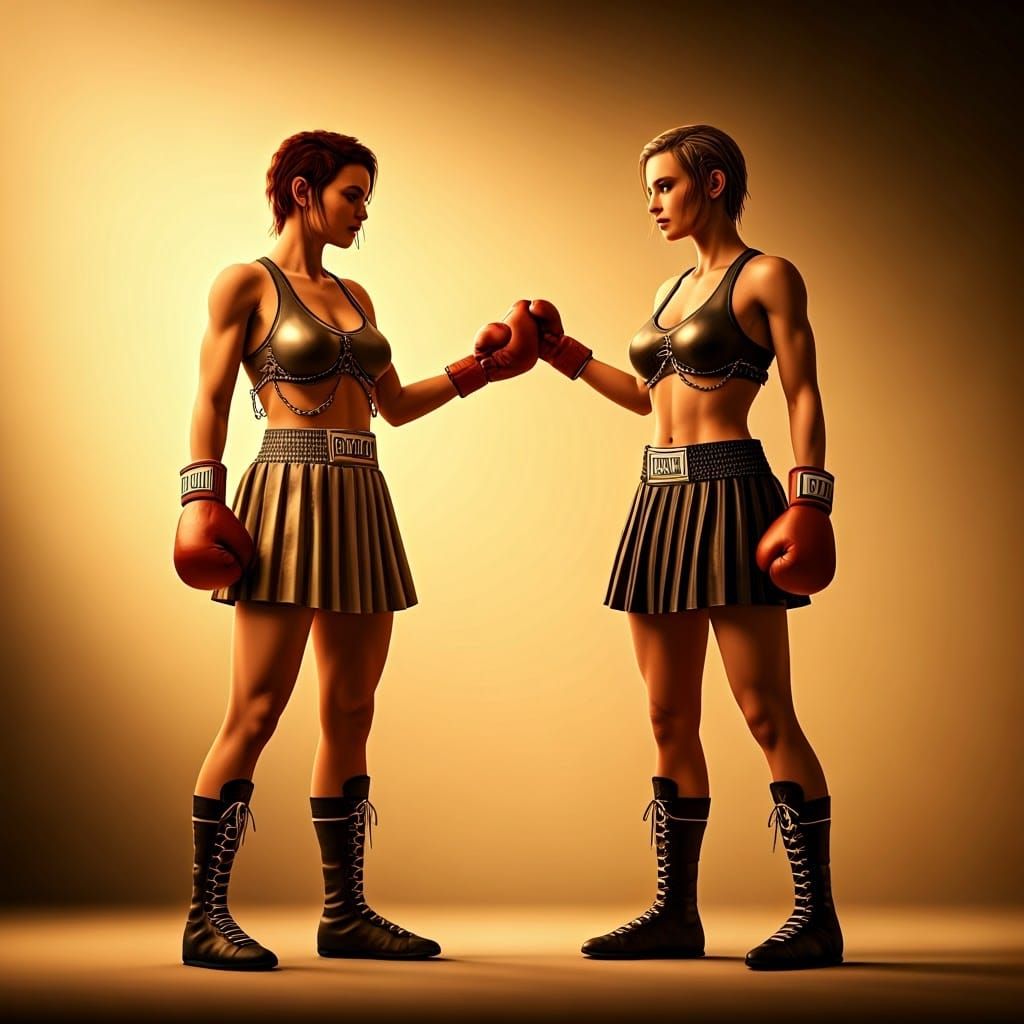 Female Boxers Evoke Camaraderie in Digital Art Style
