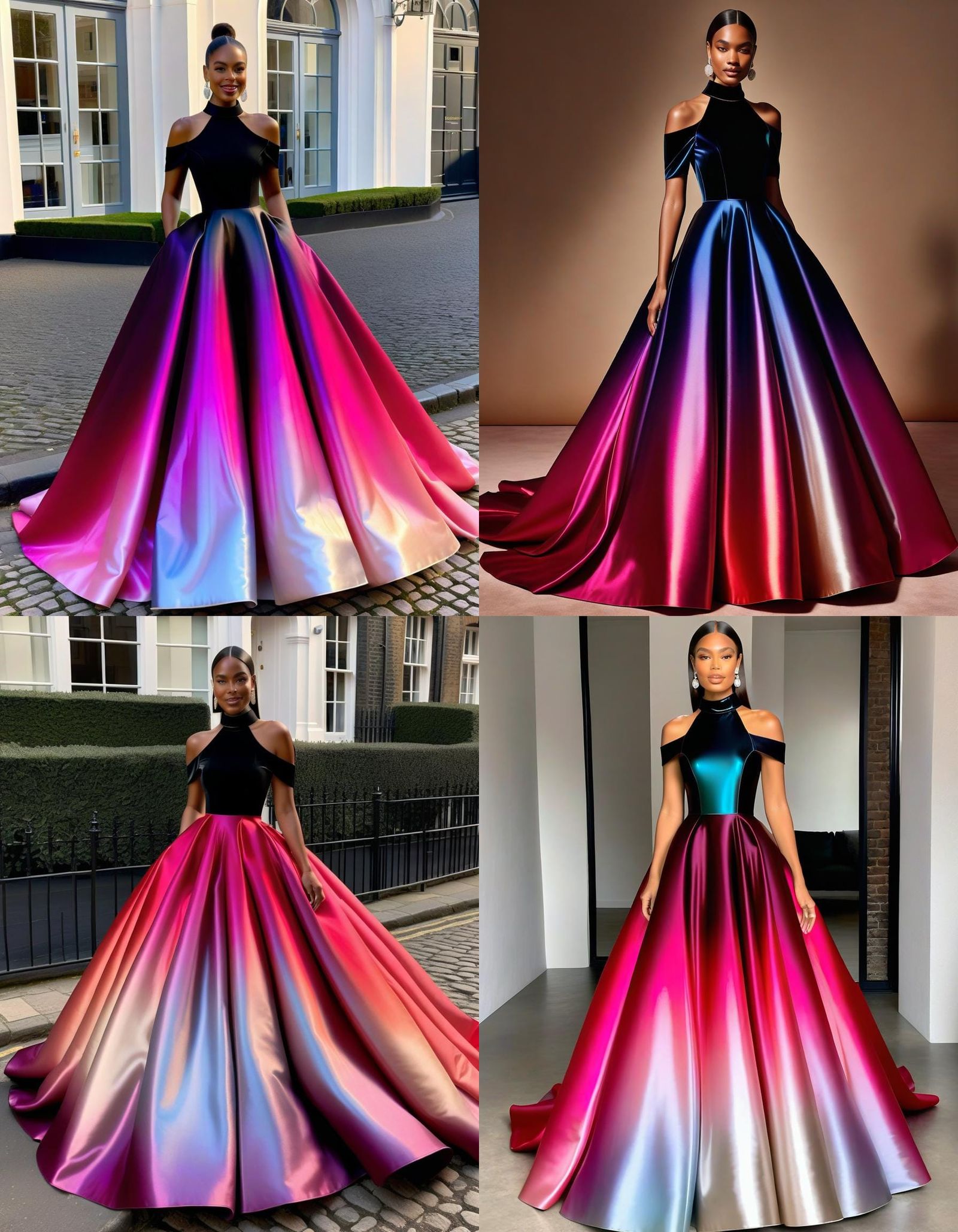 Woman in Shiny Ombre Ballgown Photo
