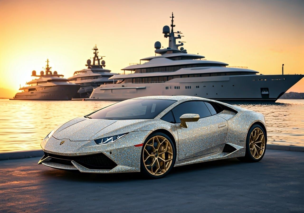 Diamond Lamborghini with Yachts: 3D Game Cinematic