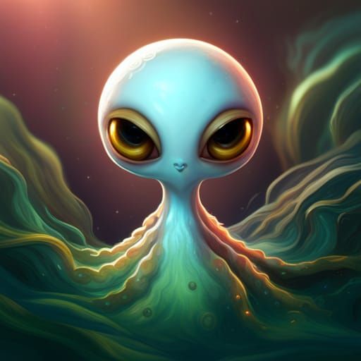 Cute Big-Eyed Squid Alien Concept Art