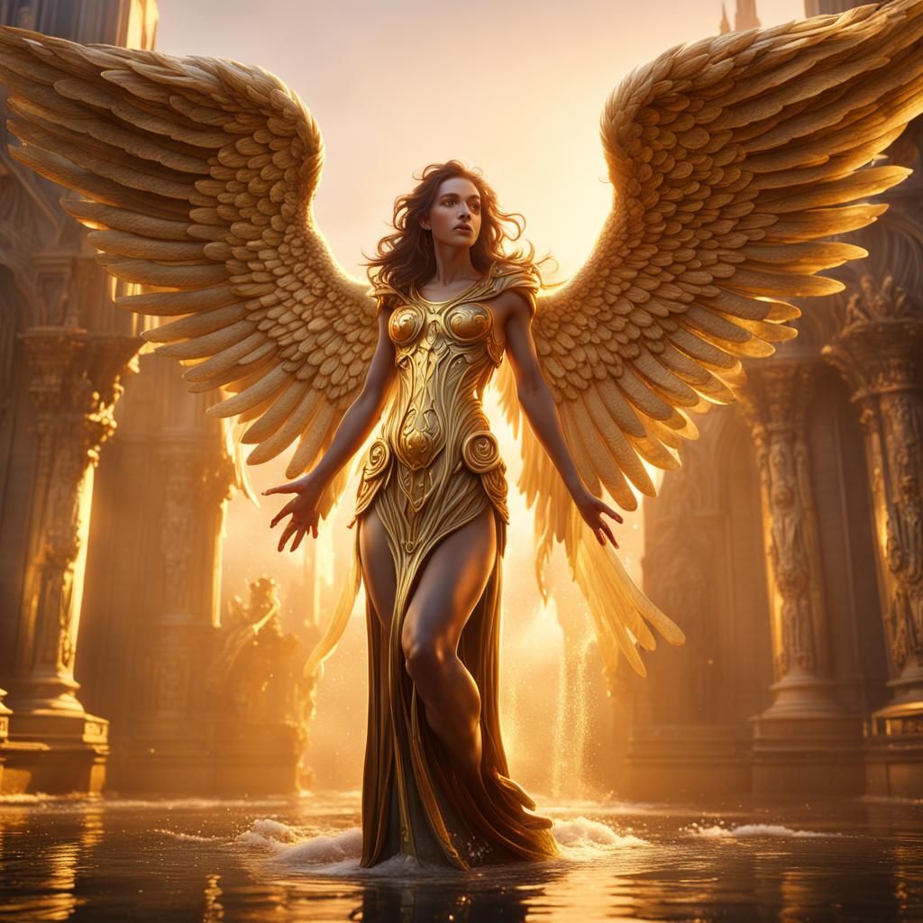 Radiant Angel in Golden Light: Fantasy Art