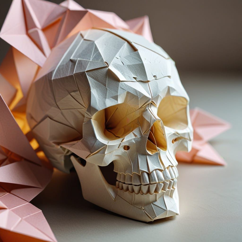 Origami Skull: Paper Craft in Pastel Colors