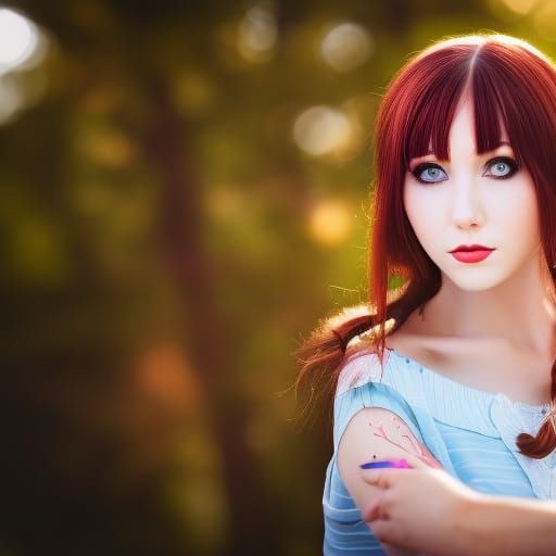Elf Girl Portrait with Pointy Ears in Bokeh
