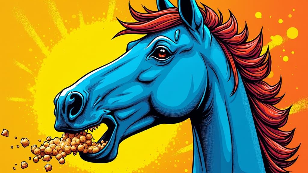Horse Munching Cracker in Pop Art Style