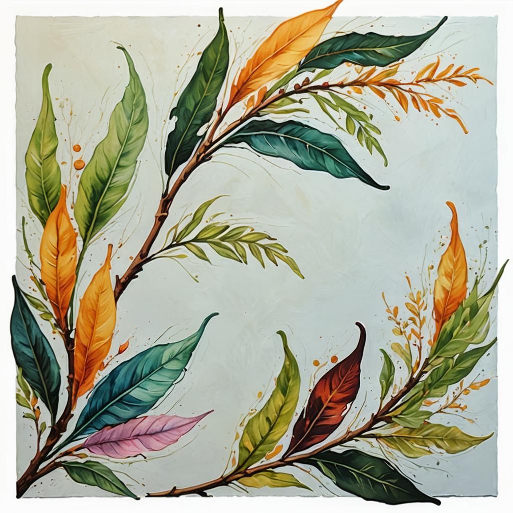 Create an image a botanical acrylic paintings of flowers and...