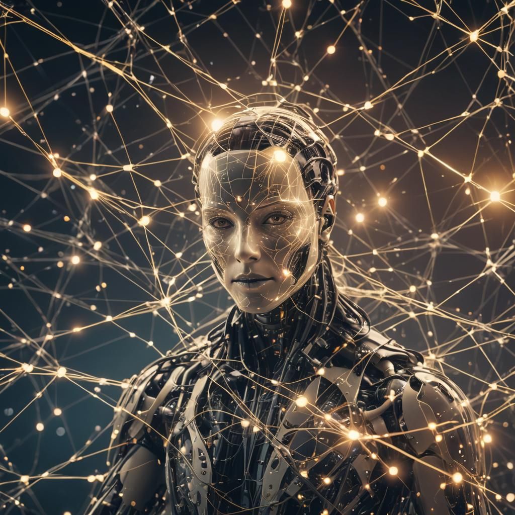 AI Network and Data Points in Cinematic Style