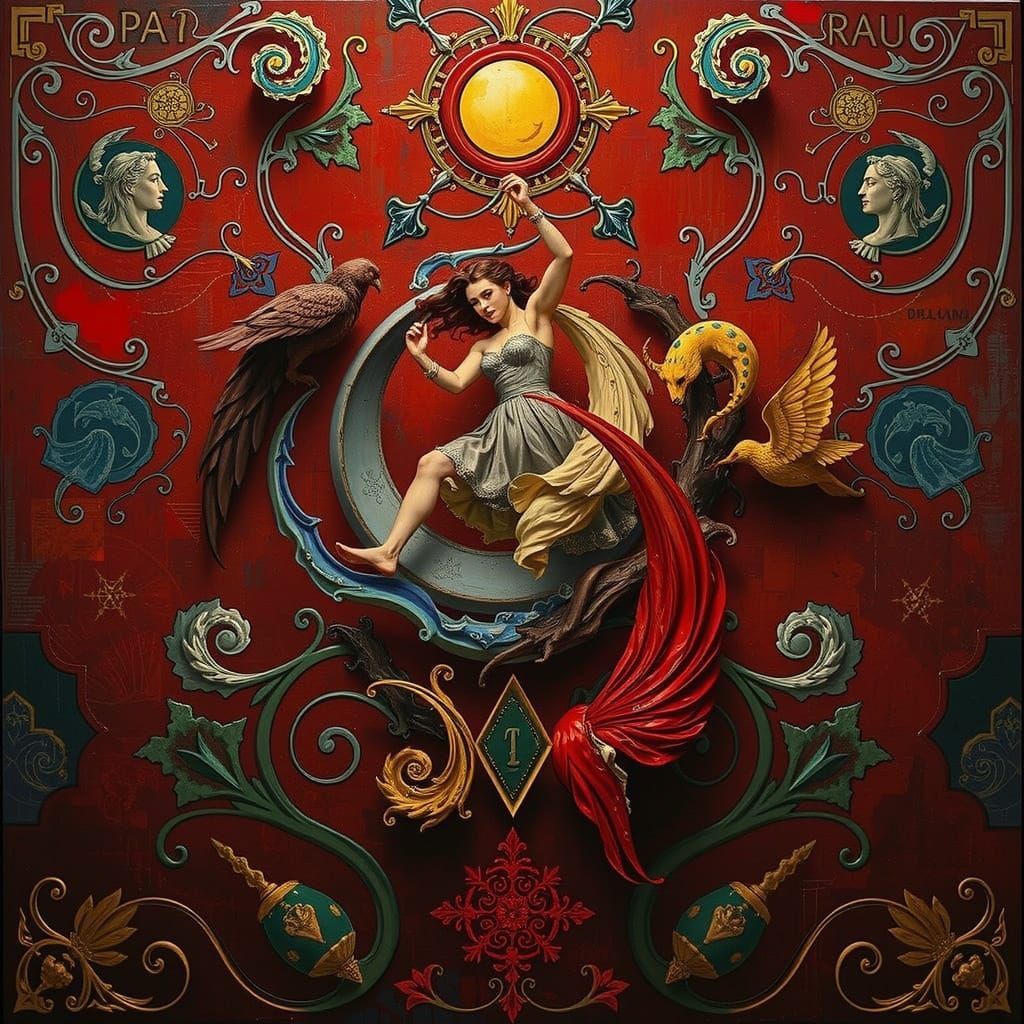 Abstract Swirling Red Forms Twisting and Warping