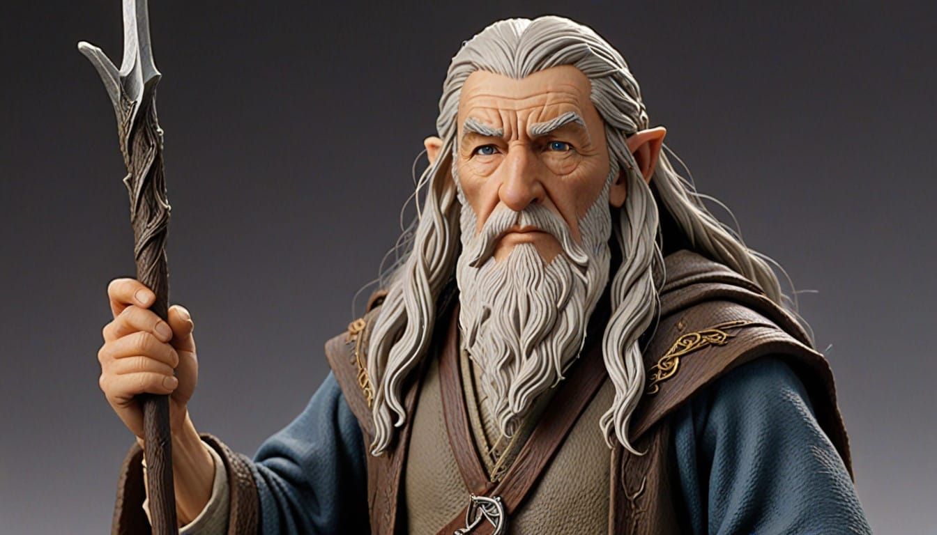 Hyperrealistic Claymation Gandalf from Lord of the Rings