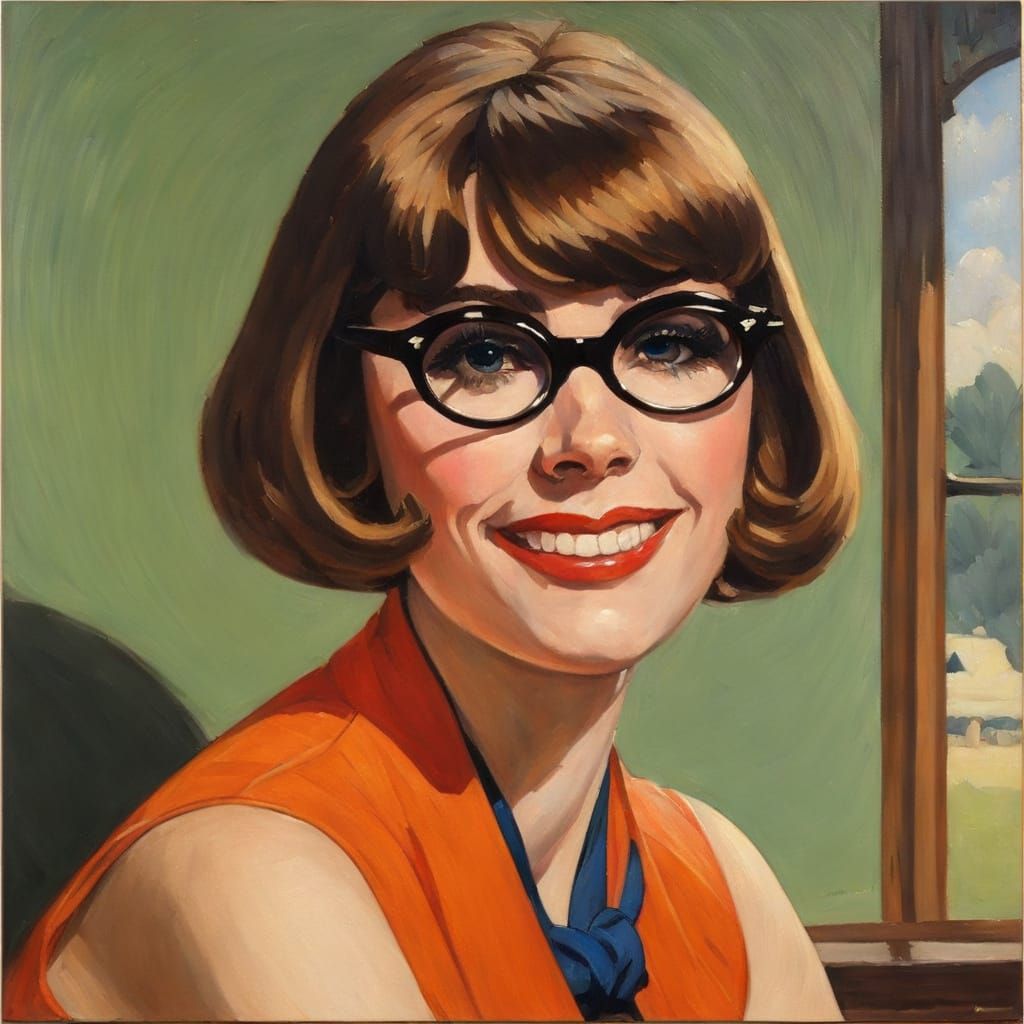 Velma Dinkley as Edward Hopper Impressionist Portrait
