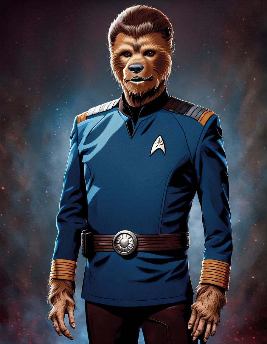 Chewbacca gets a perm and joins Starfleet